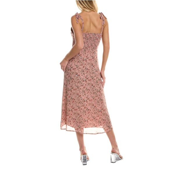 ASTR Milkmaid Tie Strap Floral Midi Dress Size Small - Picture 2 of 6